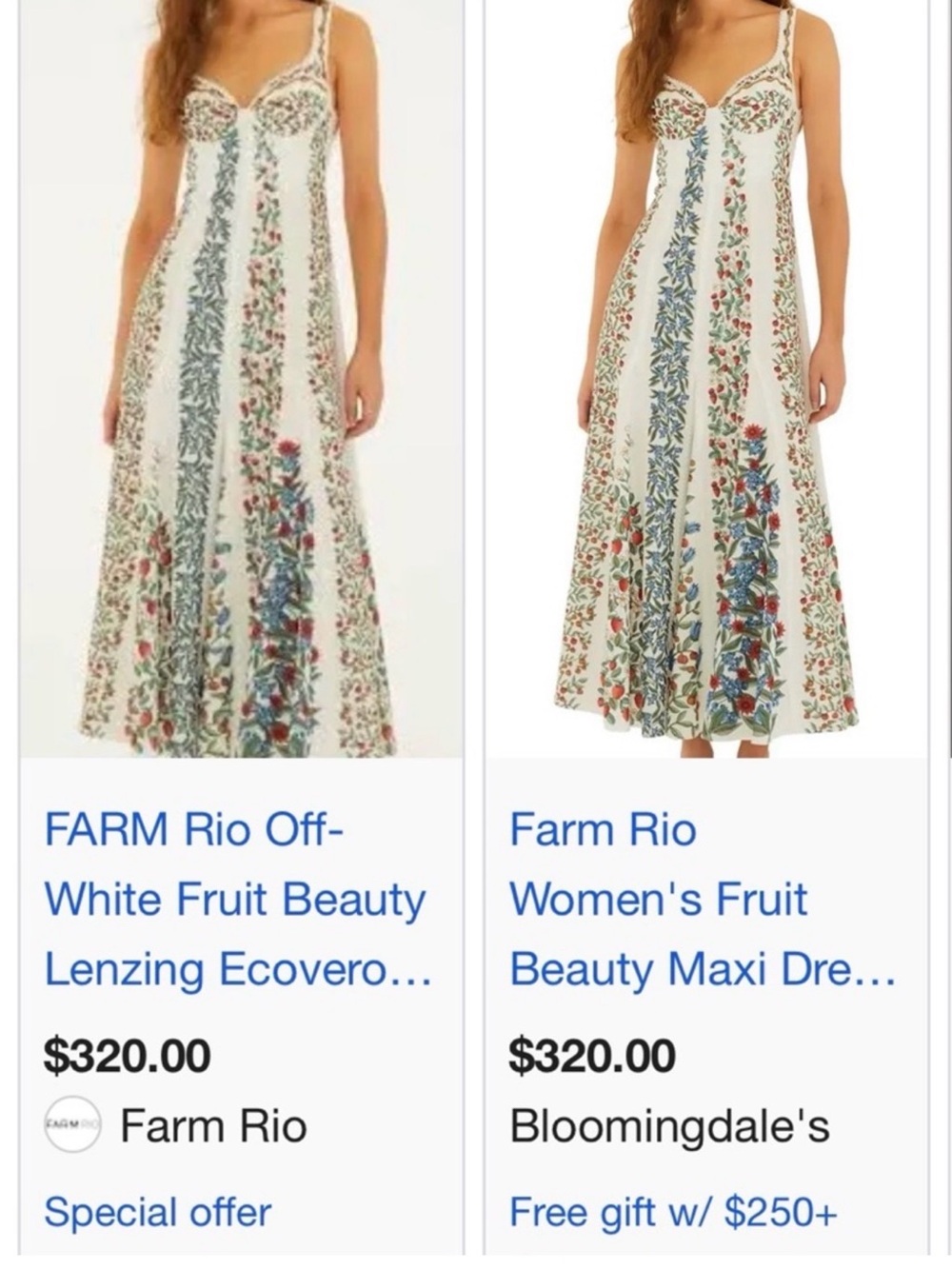 FARM Rio Off-White Fruit Beauty 4th of July linen Maxi Dress M - Picture 8 of 10